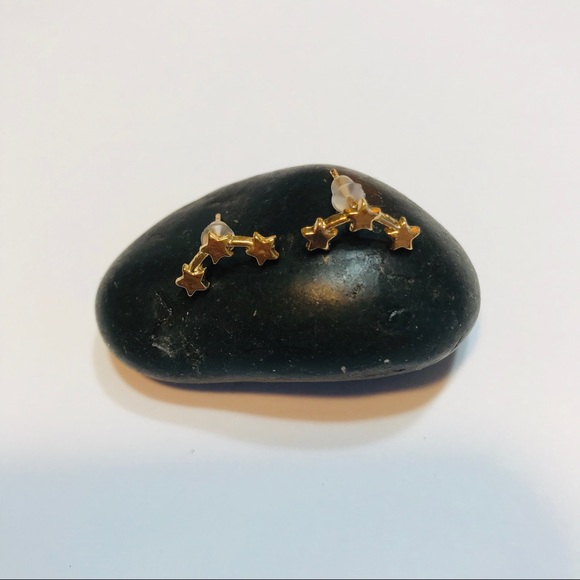 Constellation 3 Star Earrings- Yellow Gold Plated - Picture 2 of 4